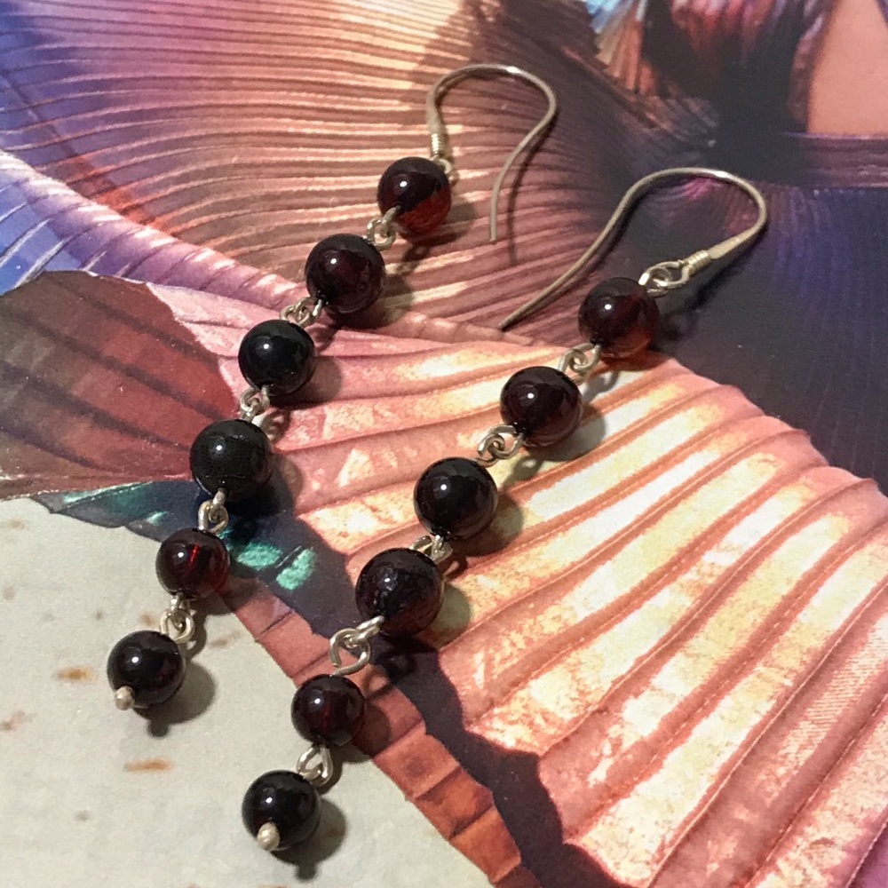 Amazing Garnets on .925 Sterling,  pierced drop earrings!